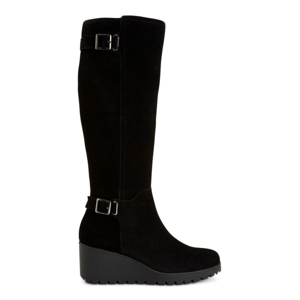 GIANI BERNINI Womens Black 1/2" Platform Sannaa Toe Wedge Suede Boots 9.5 M
